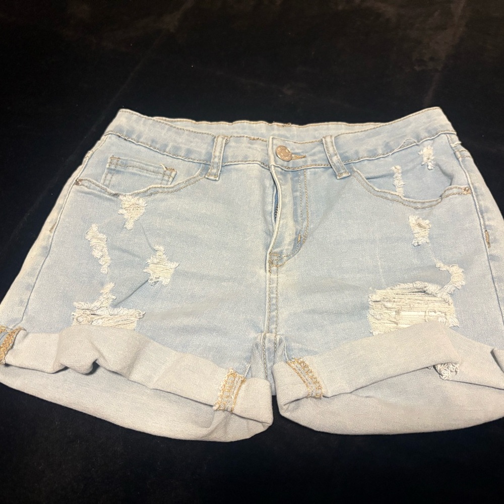 SHEIN Blue Distressed Jean Shorts
